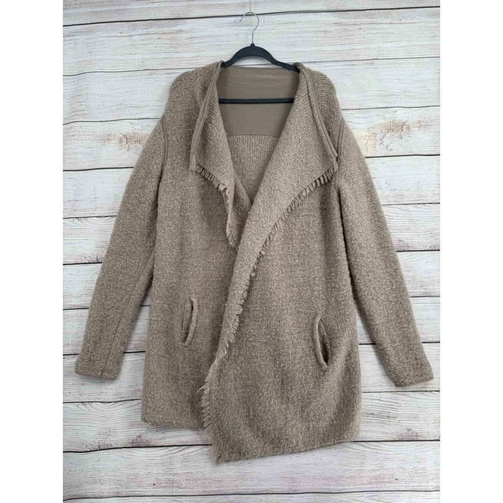 Vince Cardigan Women M Taupe Merino Wool Mohair Fringe Open Front V109474115